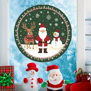 Weihnachts-Fensteraufkleber mit Weihnachtsmann, Rentier und Schneemann für die Glasdekoration