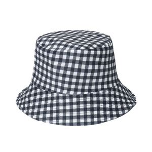 Classic black and white gingham bucket hat in cotton canvas for a minimalist retro look