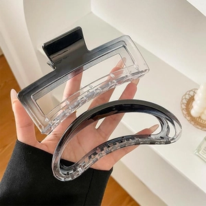 Large Hair Claw Clip Ink Gradient Transparent Shark Clip Elegant Acrylic Square Crescent Hair Accessories For Women