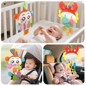Jouets suspendus en peluche singe et crabe pour poussette et siège auto pour bébés