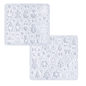 Silicone molds for DIY Christmas earrings featuring Santa, snowman, and tree patterns