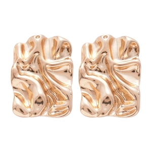 Irregular textured square stud earrings in rose gold finish with 925 silver needles
