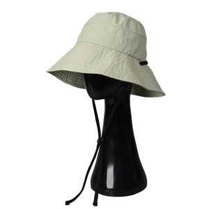 Light green quick-dry sun hat with wide brim and adjustable black windproof chin strap