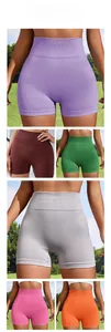 Dettaglio dei pantaloncini da yoga senza cuciture a vita alta in sei colori vivaci
