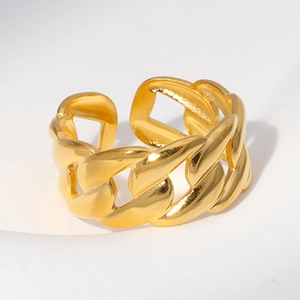 Chain Ring Stainless Steel Cuban Link Open Adjustable Minimalist Jewelry Unisex Fashion Accessory High Polished Style