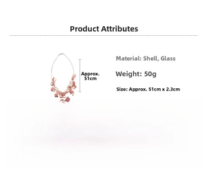 Detail view of multi-layer shell and glass bead necklace with 51cm length specifications