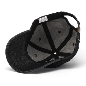 Black denim baseball cap with OFF DAY embroidery and adjustable metal buckle closure