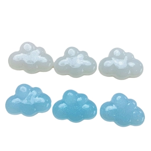 Glittering resin cloud accessories in blue and white colors for DIY crafts and decor