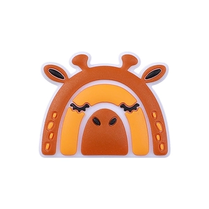 Beißring-Zubehör aus lebensmittelechtem Silikon in Form einer orangefarbenen Giraffe