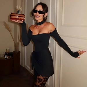 Black Long Sleeve Square Neck Jumpsuit With Lace Patchwork Sexy Slim Fit Milk Satin Fabric Hollow Out Streetwear