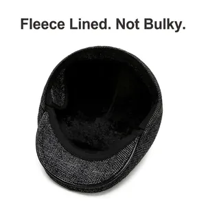 Winter plaid newsboy cap with warm fleece lining and protective earflaps for men