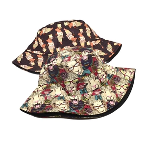 Chapeaux bob pour femmes en coton avec motifs mignons de moutons et cochons pour le soleil