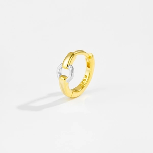 Minimalist S925 sterling silver hoop earrings with two-tone gold and silver finish