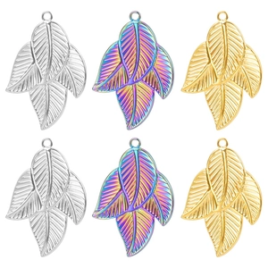 Tree Leaf Pendant Necklace Stainless Steel 18K Gold Plated Vacuum Colorized Jewelry For Women Fashion Minimalist Accessory