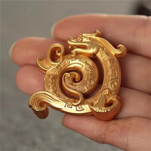 Mini porte-encens en alliage doré antique avec écailles de dragon sculptées et design zen