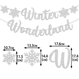 Bannière Winter Wonderland à paillettes argentées avec flocons pour fête de Noël