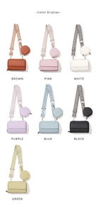 Multi-color crossbody phone bags with wide jacquard straps and round coin pouches