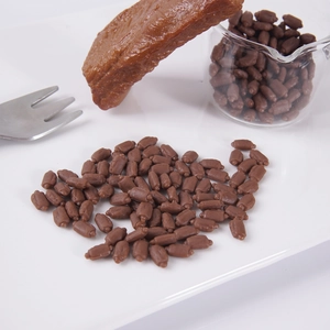 Miniature lifelike braised ribs and food grains on a white ceramic plate for DIY food crafts