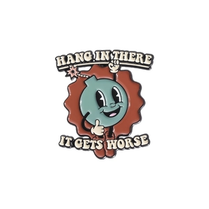 Vintage cartoon bomb enamel pin with funny text for backpack decoration