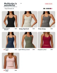 Collage de gilets de yoga licou en sept couleurs, dont bleu, rose et gris, pour le sport