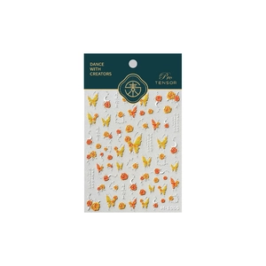 3D embossed nail art stickers featuring orange butterfly and rose floral designs
