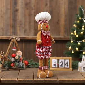 Christmas gingerbread man chef plush doll ornament for festive home decor