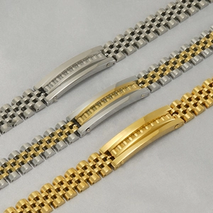 Three-tone stainless steel jubilee style bracelets in silver, gold, and mixed colors