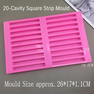 Moule rose en silicone à 20 cavités rectangulaires pour chocolat et savon 26x17x1,1cm