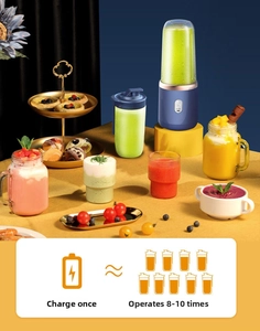 Macro detail of portable blender with USB charging feature and 10 uses per full charge