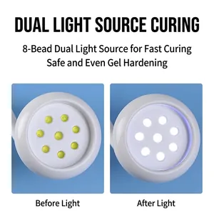 Lampe à ongles de bureau portable 8 LED à double source lumineuse pour séchage rapide