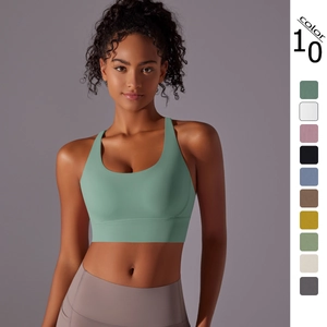 Reggiseno sportivo verde menta con incrocio sulla schiena in 10 colori per yoga