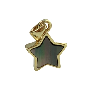 Pendentif étoile doré avec incrustation en nacre noire naturelle de nacre