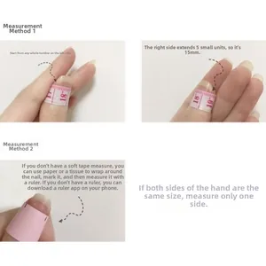 Guide for measuring artificial nail width with two methods using a soft ruler and paper