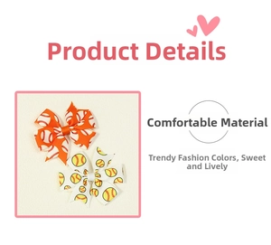 Detail of baseball and softball printed grosgrain ribbon bows with high-quality texture