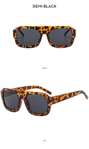 Front and side views of vintage square tortoiseshell sunglasses with dark lenses