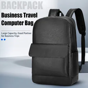 Business Laptop Backpack Water Repellent PU Leather Large Capacity Travel Casual Daypack For Men Women Breathable
