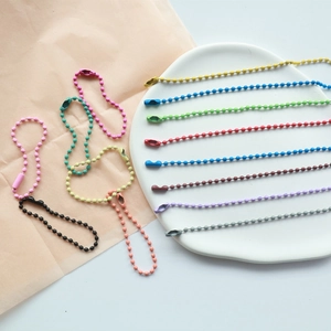 Colorful Metal Ball Bead Chain With Connectors For DIY Jewelry Making Keychain Tag Accessories Painted Finish