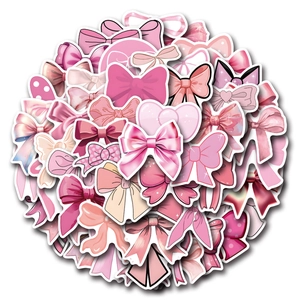 Pack of 55 pink coquette bow aesthetic stickers for laptop and DIY decoration