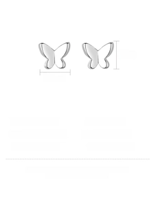 Detailed size and material specification chart for small 925 sterling silver butterfly studs