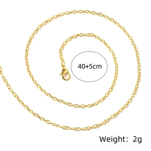 Polished gold vacuum-plated stainless steel chain necklace with lobster clasp, 45cm long