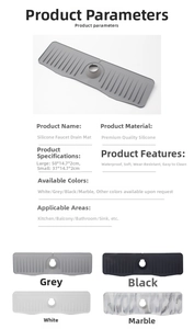Silicone faucet splash guard dimensions in large and small sizes with color options