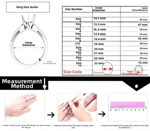 Detailed ring size chart and measurement instructions for titanium steel star moon spinner ring