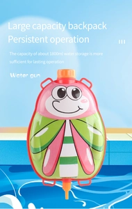 Pink cartoon beetle backpack water tank with 1800ml capacity for outdoor summer fun