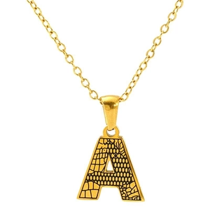 Goldene Halskette aus Titanstahl mit einem Buchstaben-A-Anhänger und schwarzem Fleckenmuster