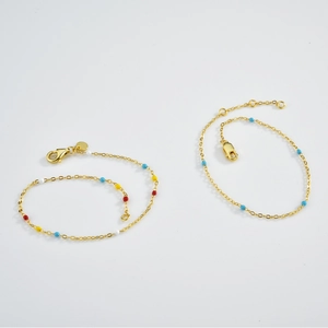 Elegant gold S925 sterling silver bracelet with multi-colored zirconia stones for women