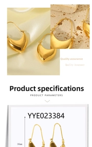 Detail view of 36mm 18K gold plated matte textured earrings with size measurements
