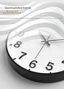 Detail of eco-friendly ABS plastic clock frame and 3D numbers on a white dial