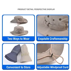 Wide Brim Boonie Hat Unisex Sun Protection Foldable Fishing Hiking Bucket Hat Double Sided Breathable Outdoor Summer Cap