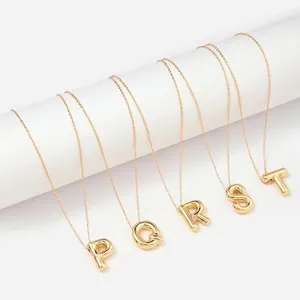 Gold plated stainless steel alphabet pendant necklaces set with P Q R S T initials