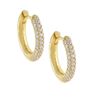 Luxury gold S925 sterling silver U-shaped hoop earrings with triple row zircon stones